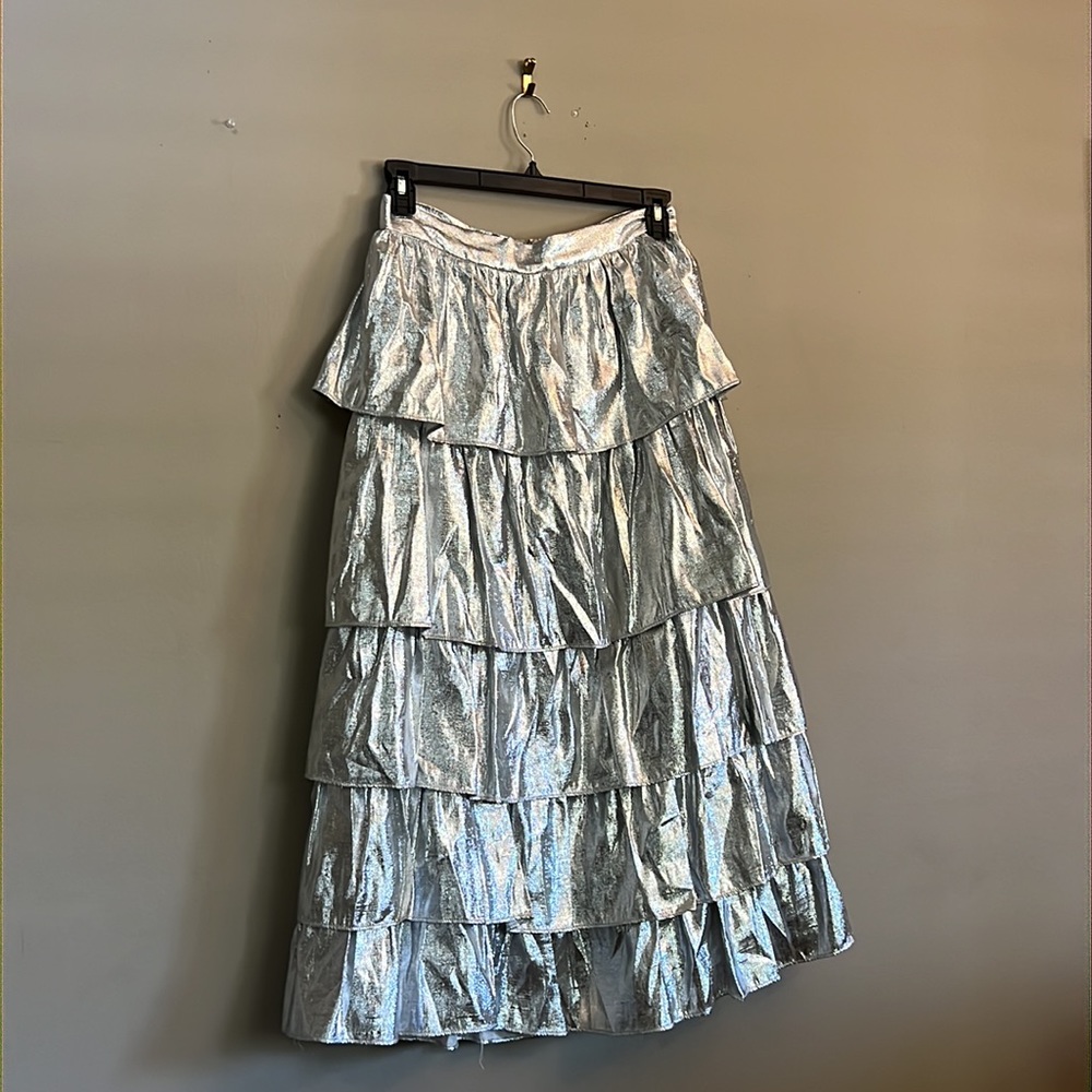 Antonio Melani x Born on Fifth Aurelia Metallic Tiered Ruffle Skirt - Picture 7 of 12